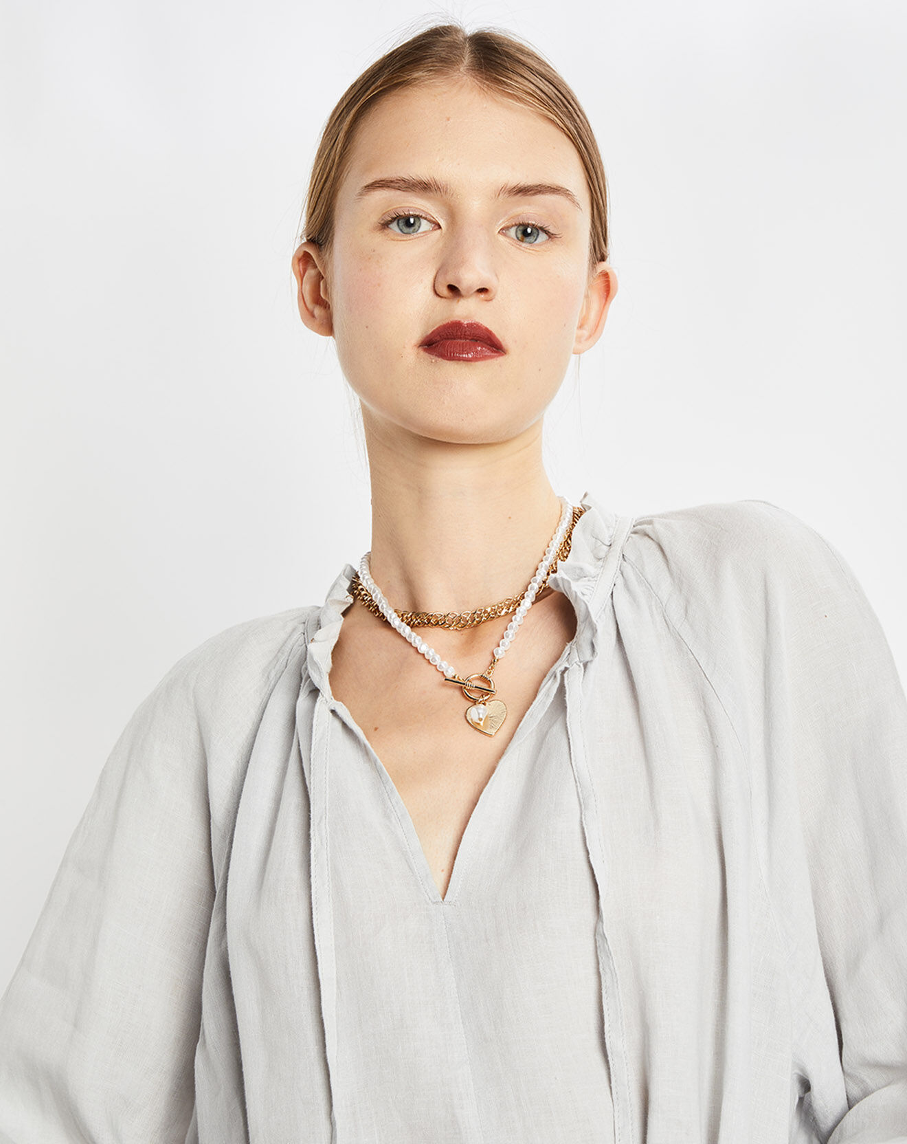 Marc O'Polo Robe midi 100% Lin bohème gris clair