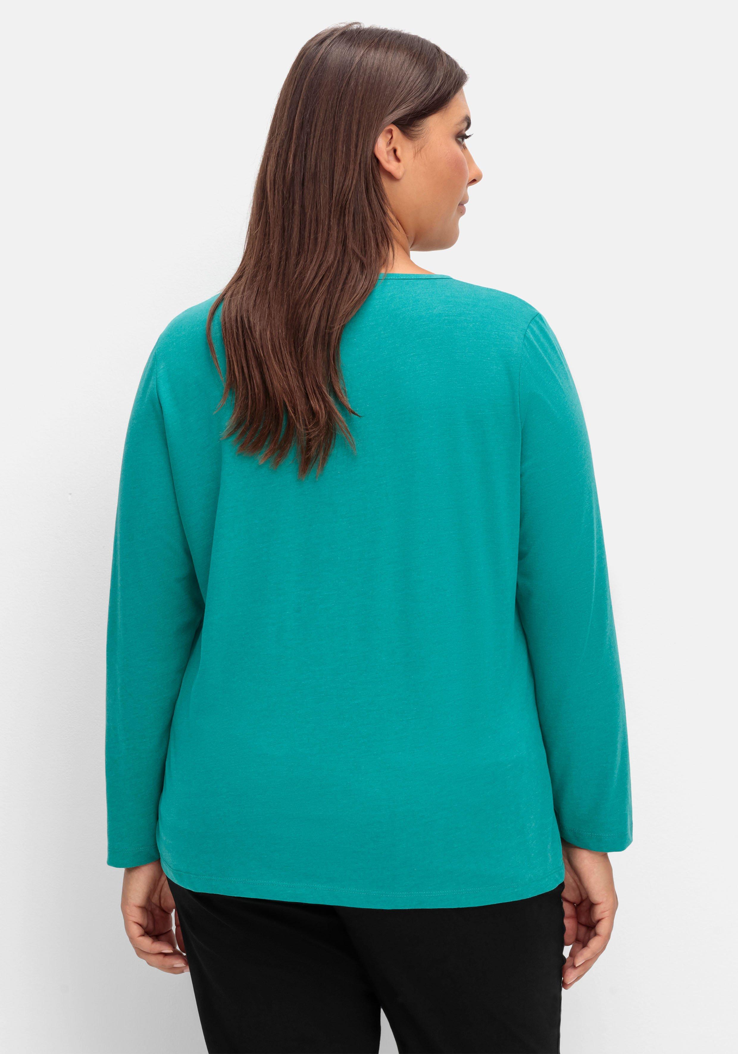 Meliertes Langarmshirt mit Sternen-Frontdruck