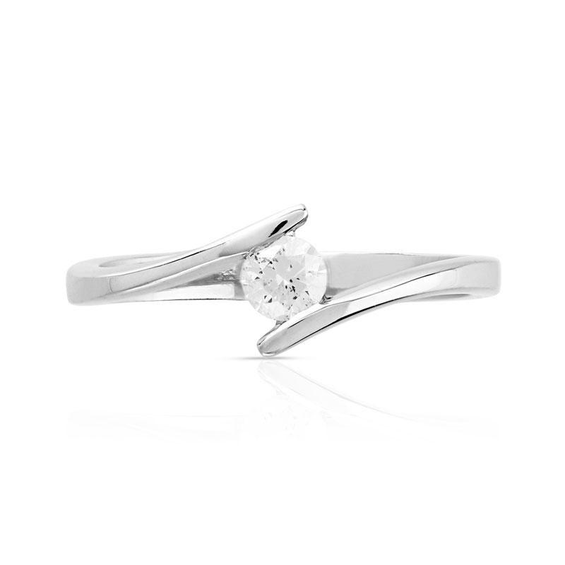 Bague solitaire or 750 blanc 20/100e de carat