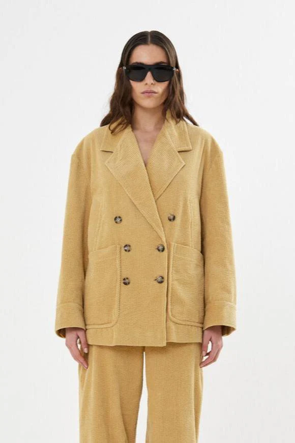 Rabens Saloner  Carmeline Corduroy fløjsblazer - Mustard