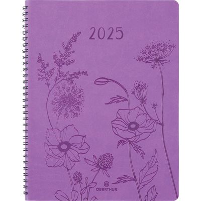 Agenda à spirale Primrose - 1 semaine sur 2 pages - 22 x 28 cm - lilas - Oberthur