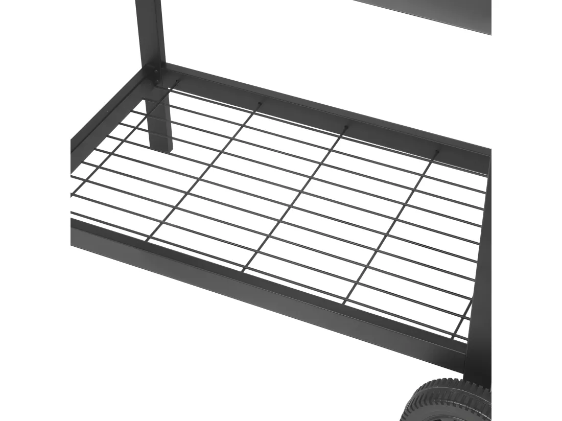 Barbecue charbon de bois 2 grilles ALABAMA Noir Acier inoxydable