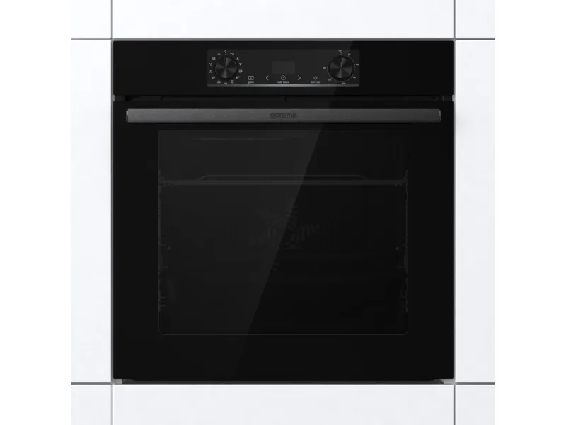 Gorenje Essential BOS6737E13BG - Ovn - med dampfunktion - til indbygning - niche - bredde: 56 cm - dybde: 55 cm - højde: 59 cm - med selv-rengøring - Klasse A - sort