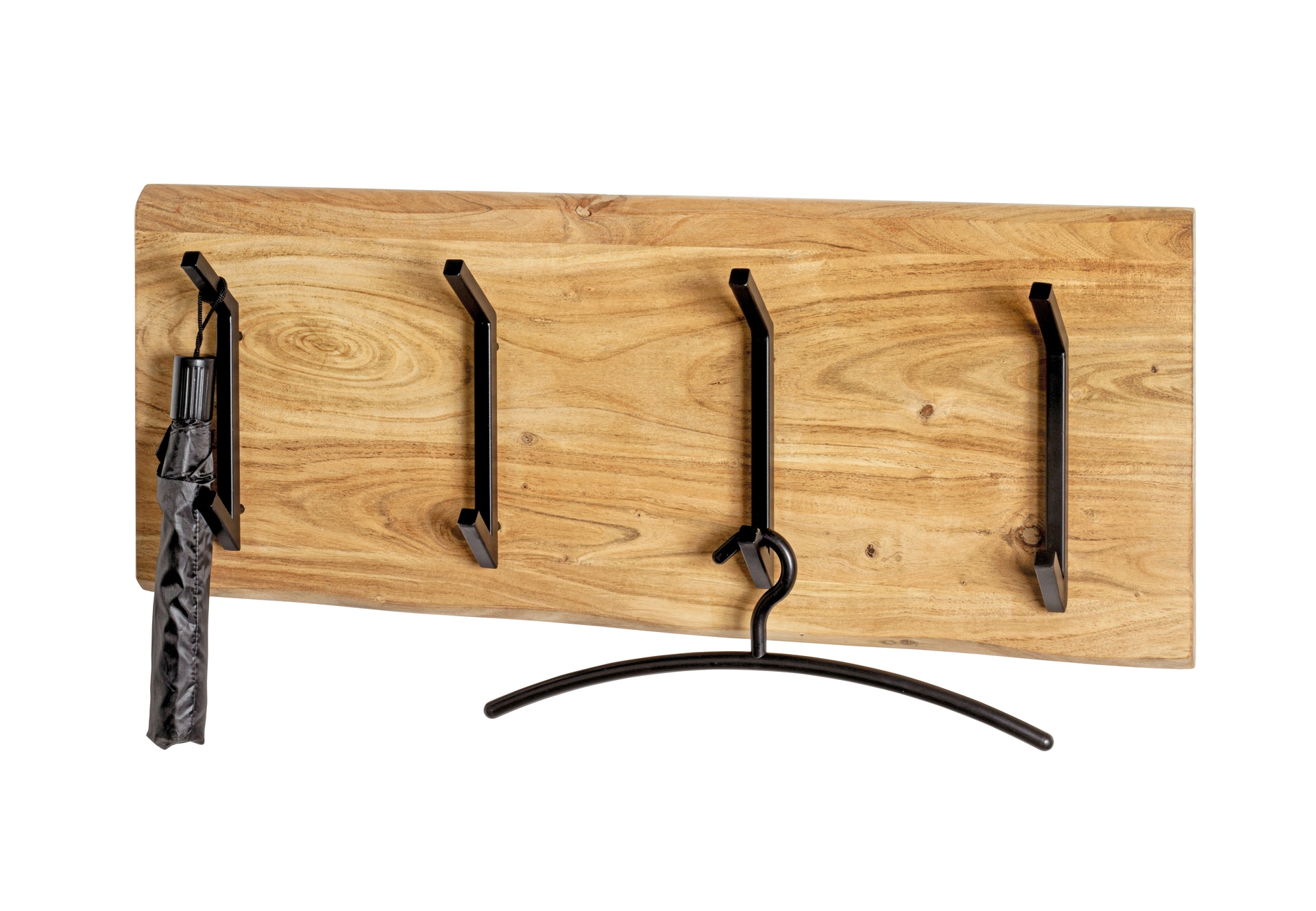 Wandgarderobe 90 x 36 cm Akazie Massivholz/schwarz