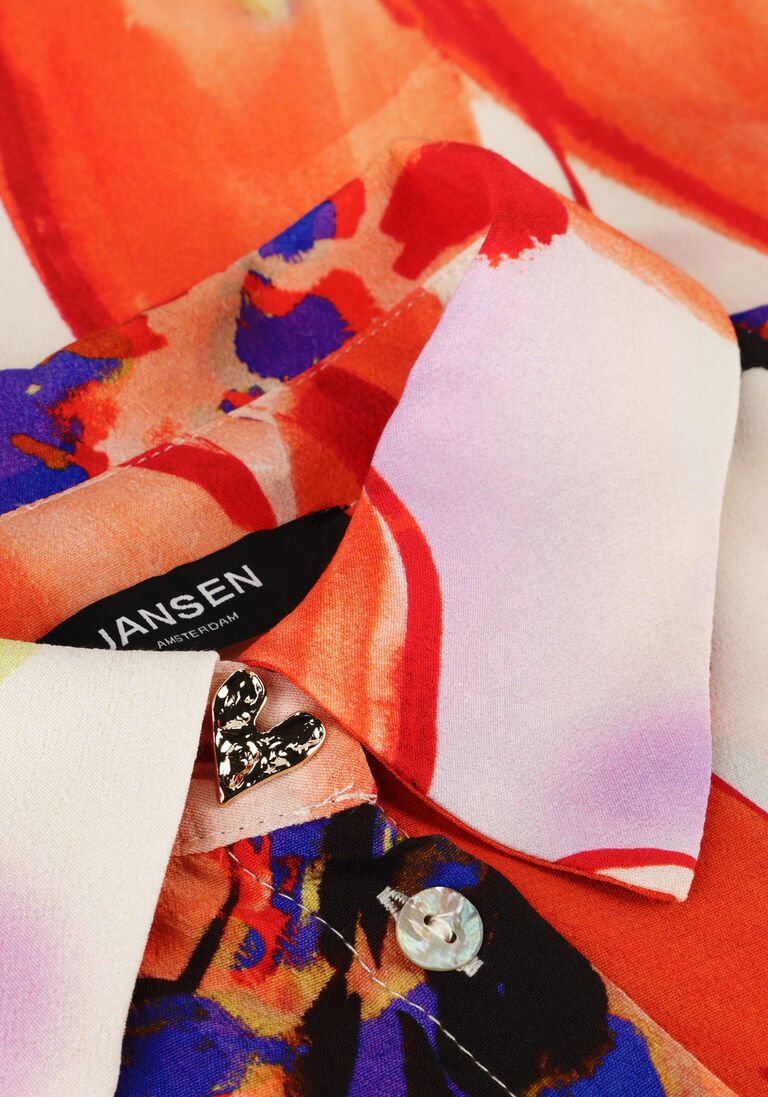 JANSEN AMSTERDAM oranje jansen amsterdam blouse wbf773 woven print blouse 3/4 sleeve