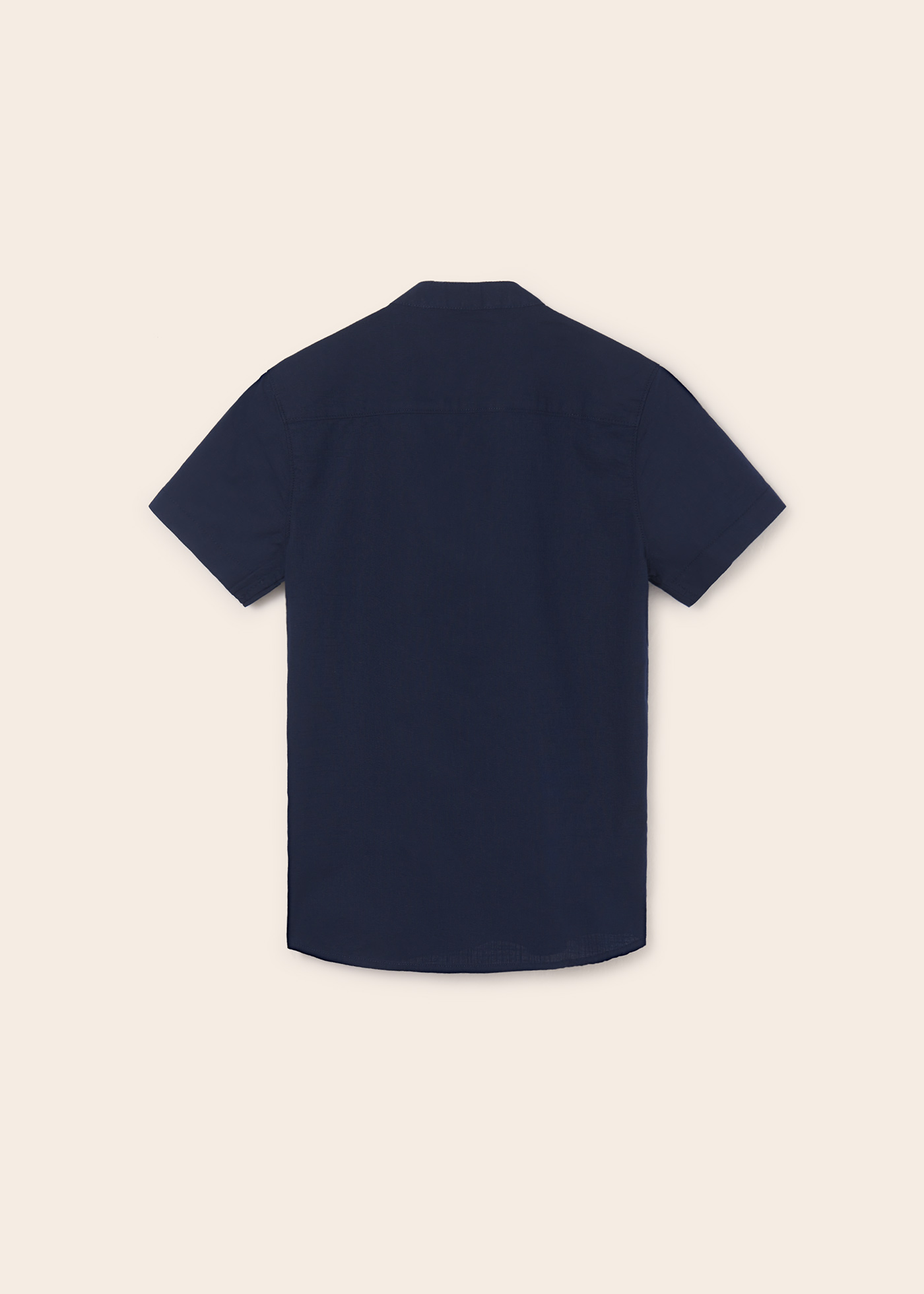 Camisa de algodão sustentável com gola mandarim para meninos