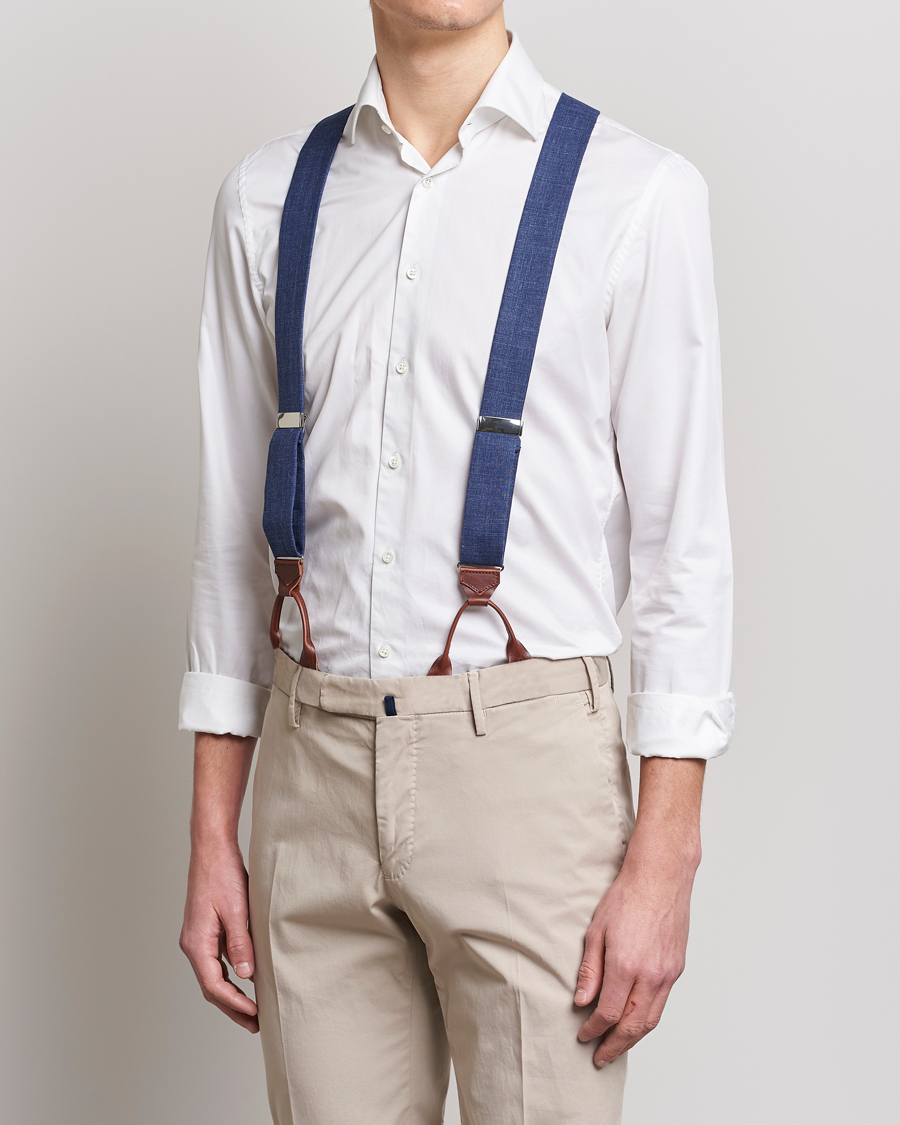 Albert Thurston Linen Braces Blue