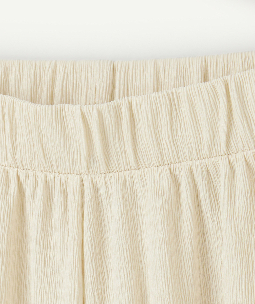 pantalon large et plissé fille en fibres recyclées écru