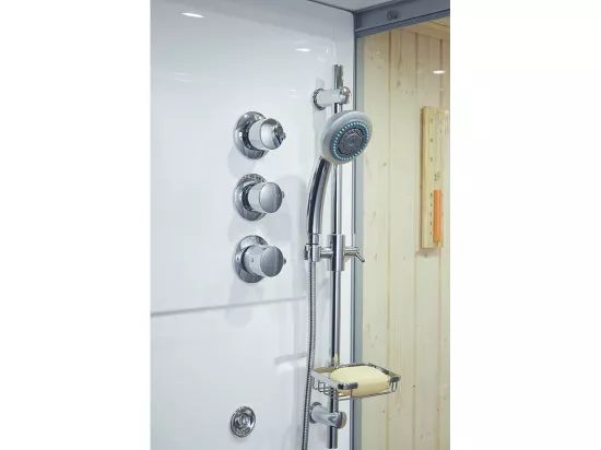 Combi Sauna Douche Hammam Boreal® SH180-D Blanc Gauche