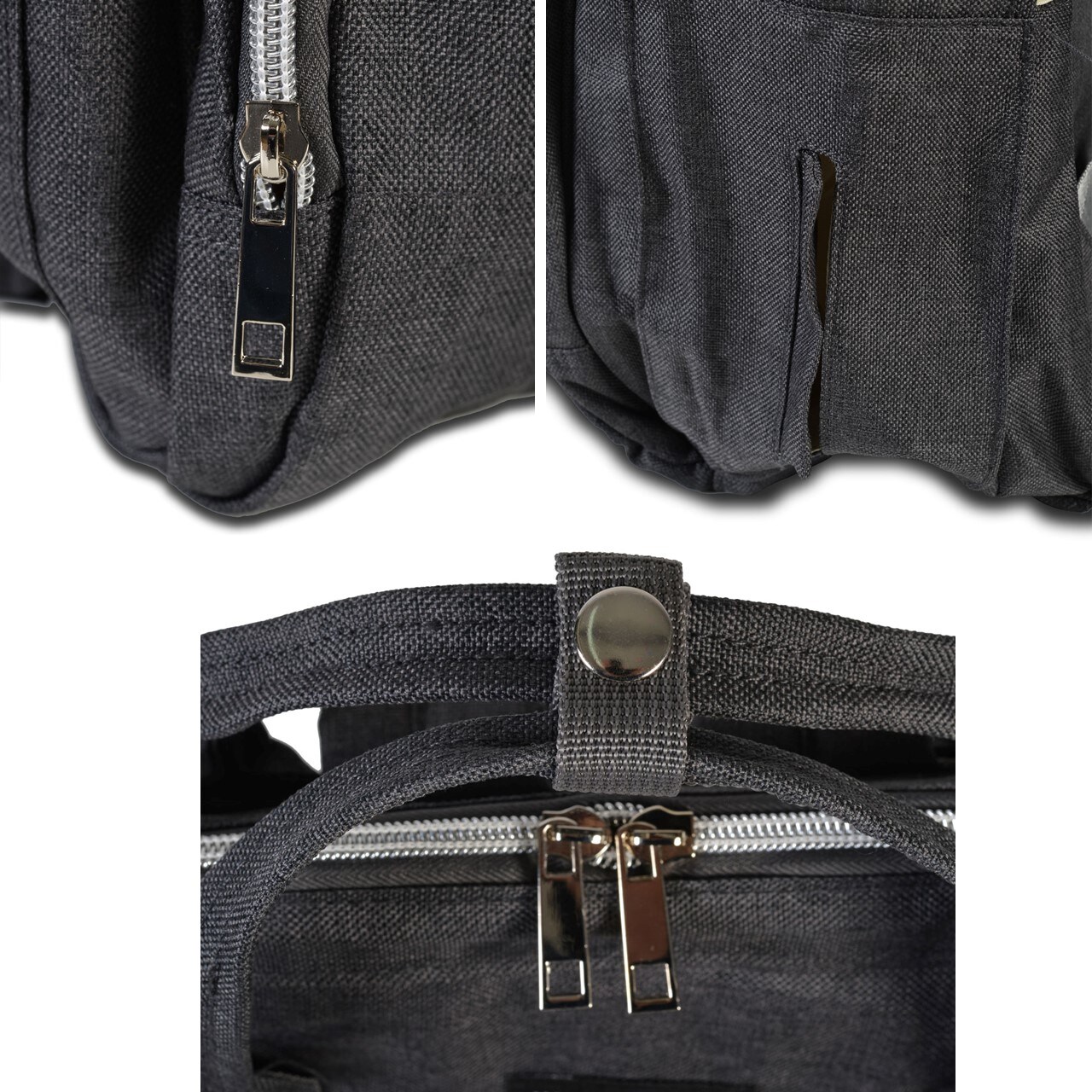 Cangaroo Kinderwagentasche Amelia, Rucksack Hauptfach, Seitenfächer Tragegriffe schwarz