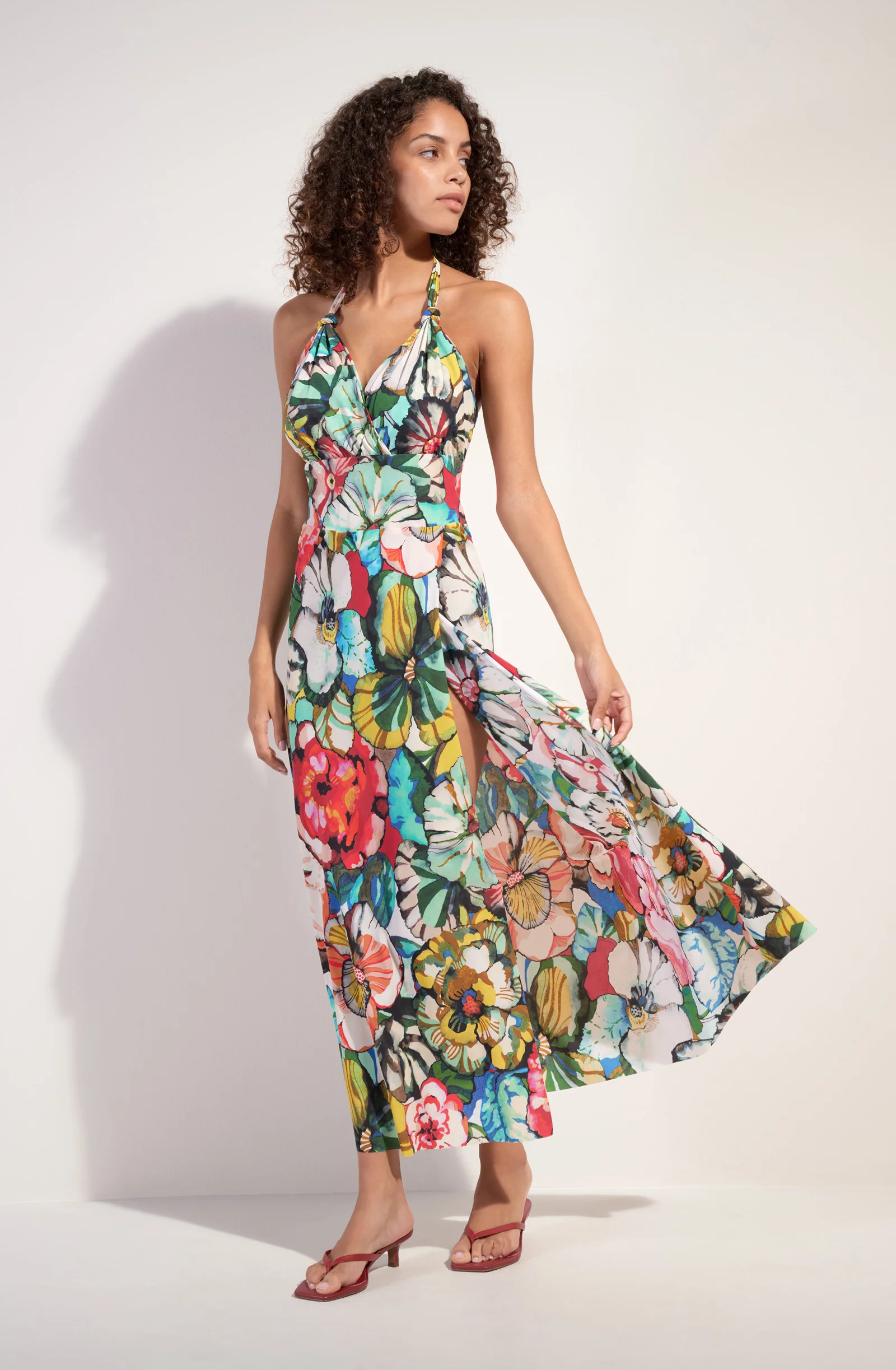 rona Robe longue en voile dos nu imprimé FLOWER Flower