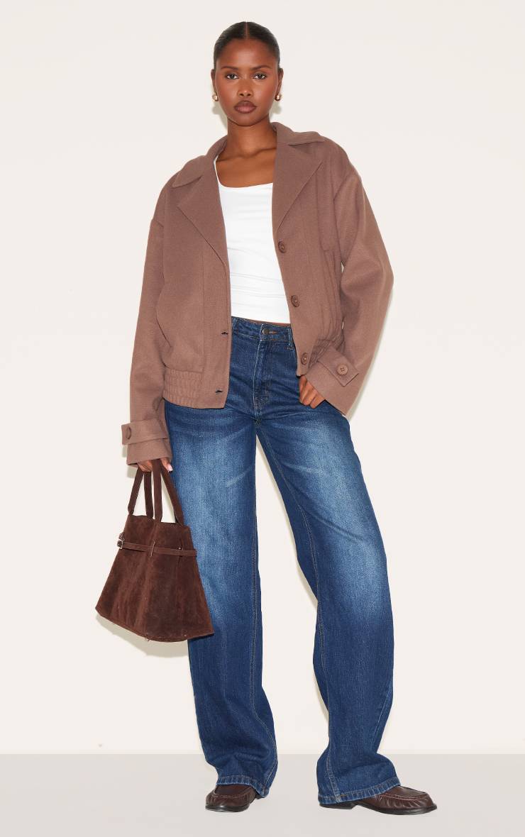 Champignon Veste Bomber Boutonnée Aspect Laine