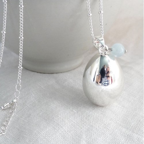 Bola goutte argent, mars aigue-marine