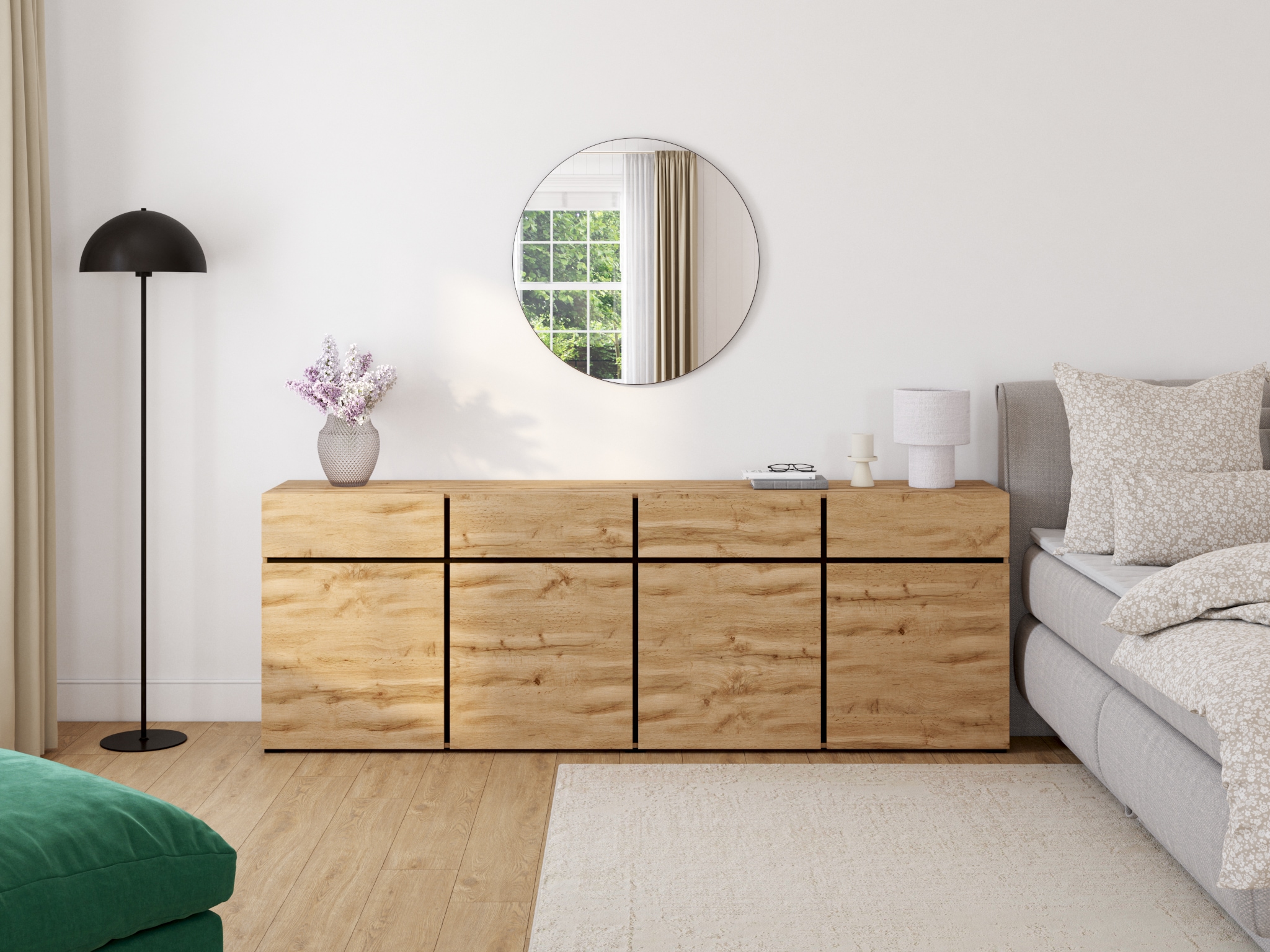 Loevschall Wandspiegel »Refine Wandspiegel rund – stilvoller Designspiegel mit edlem Rahmen,« in mehreren Grössen & Farben für Bad, Schlafzimmer & Flur