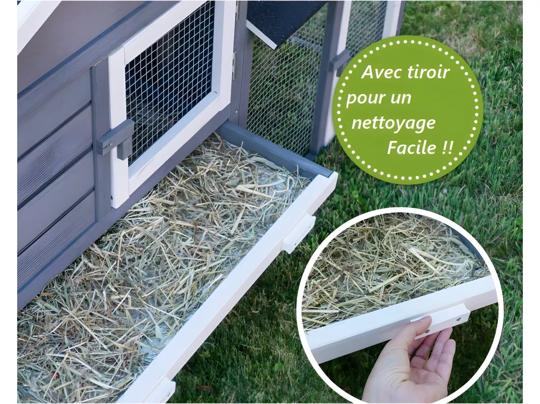 Cage Clapier Enclos lapin Extérieur en pour lapins petits animaux 088 Maison de rêve 146x50x86cm(LxPxH)