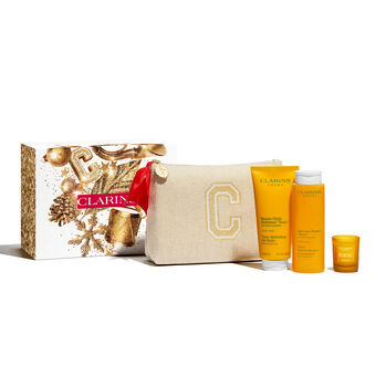 Coffret Rituel Bien-être Tonic : Baume-Huile Hydratant, Bain aux plantes, Bougie
