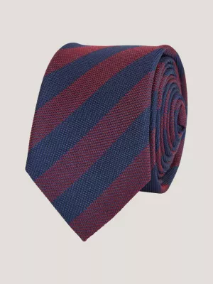 Gravata Oxford de seda pura com riscas