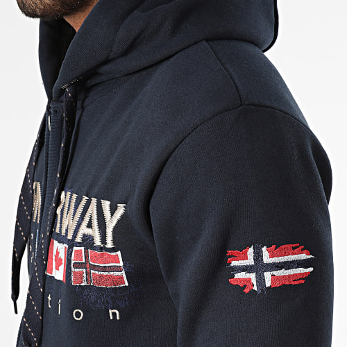 Sweat Zippé Capuche Bleu Marine