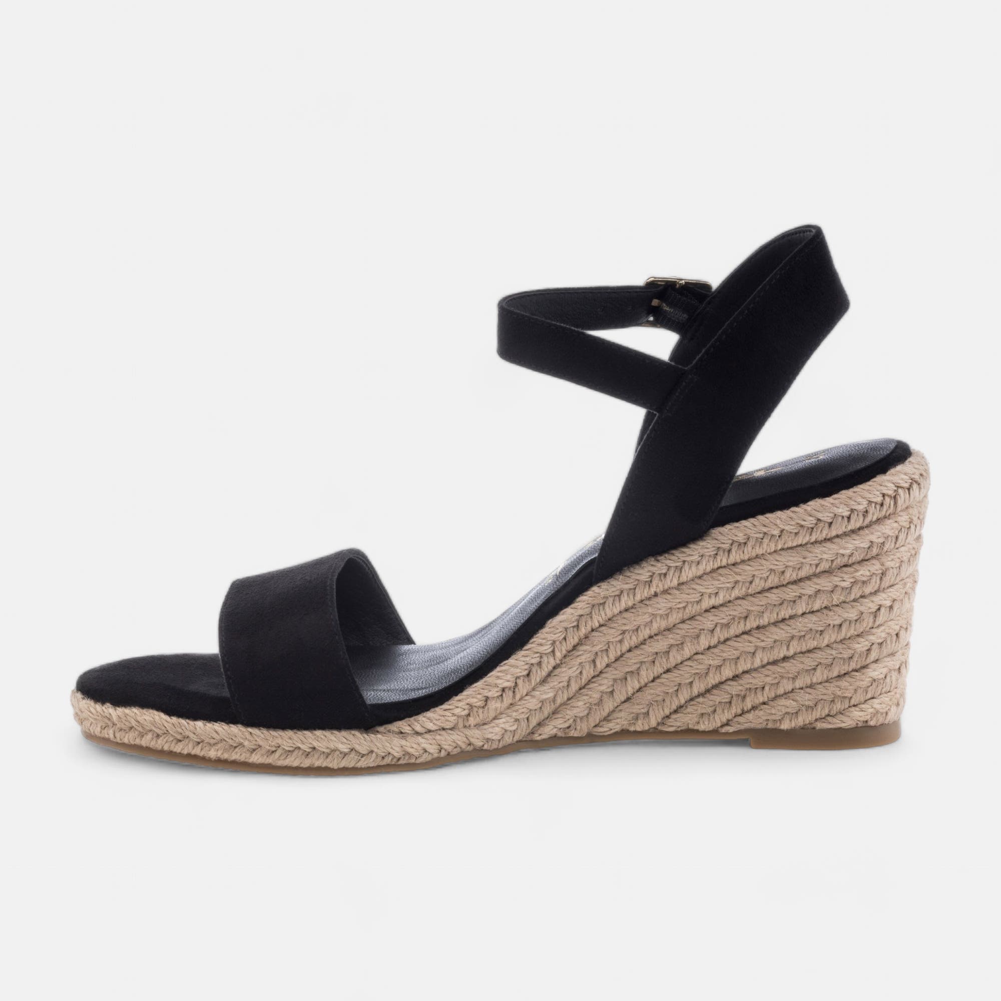 Espadrilles à talon compensé Femme noir