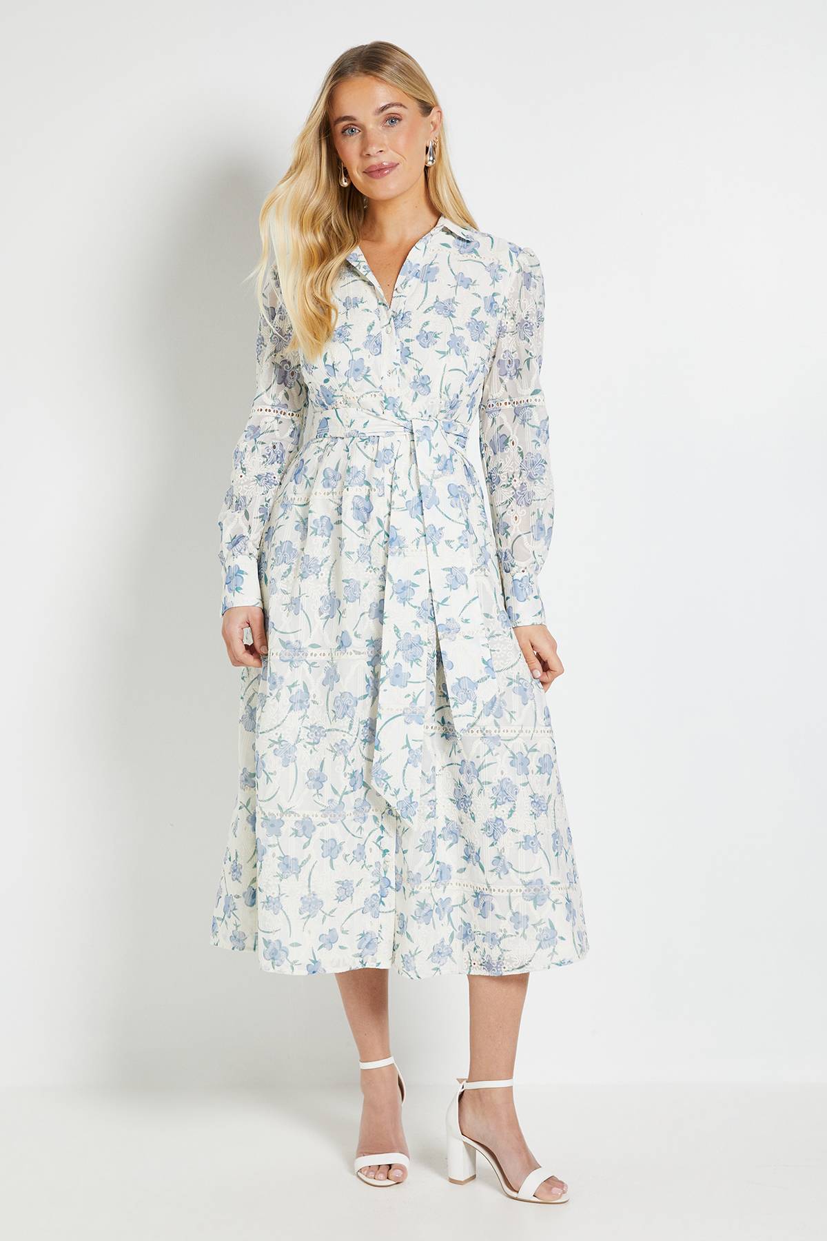 Wallis Robe Chemise Midi Brodée De Fleurs Petite