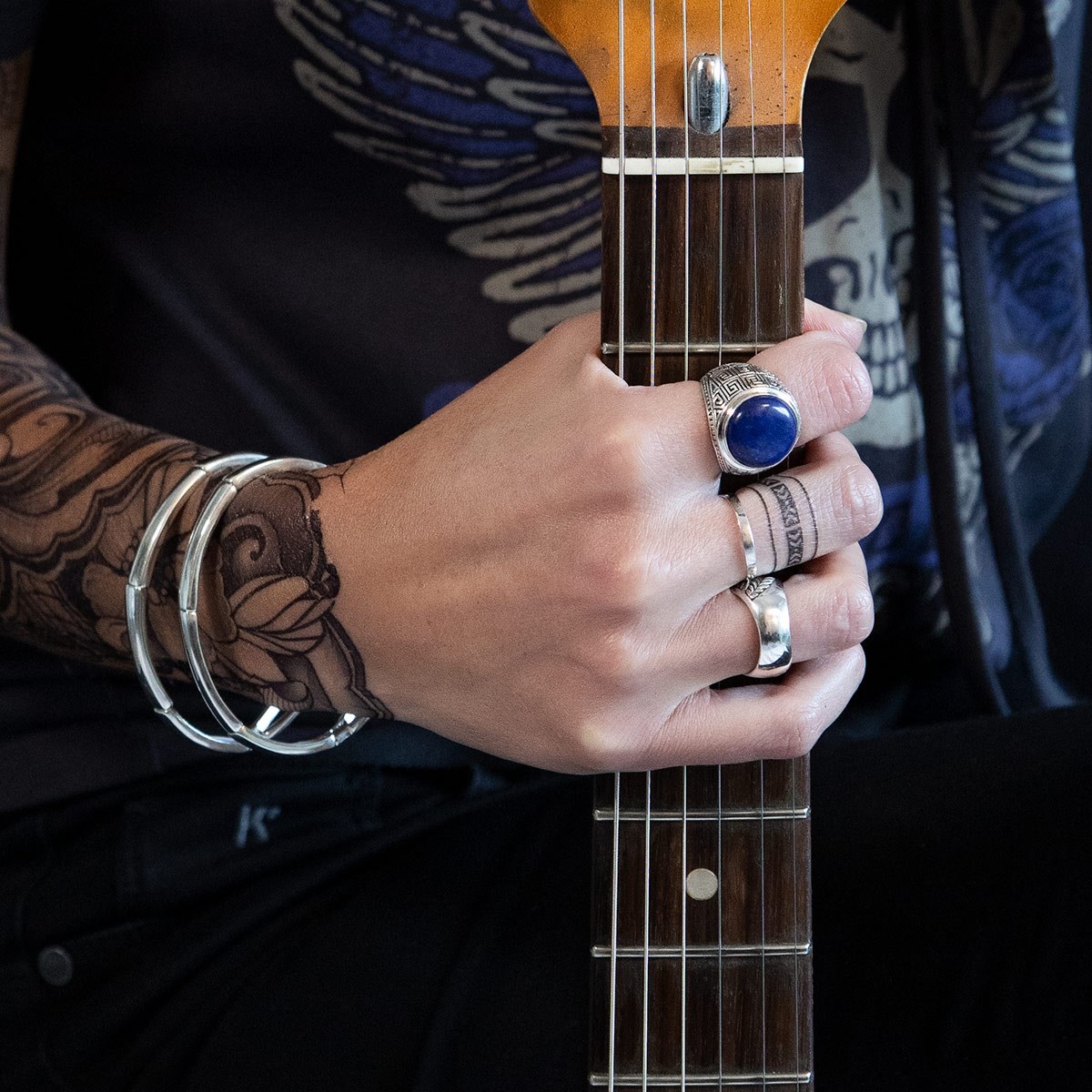 Bague Chevalière Femme en Argent 925 & Lapis Lazuli | Aden Boutique