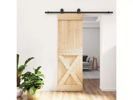 Porte coulissante et kit de quincaillerie 70x210 cm pin massif