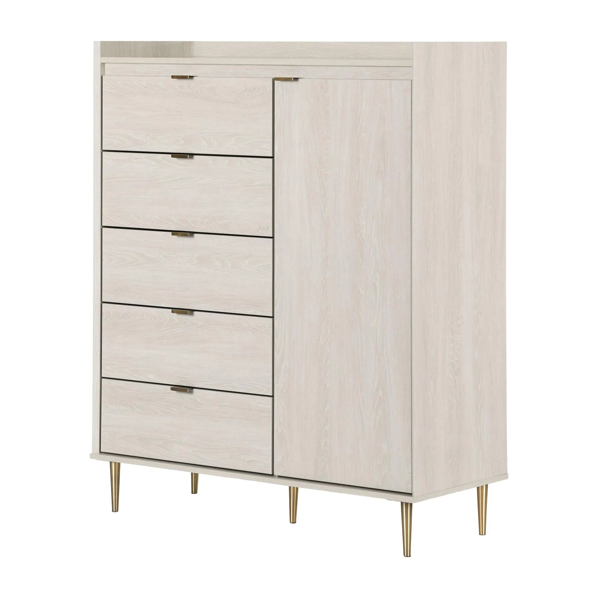 South Shore Commode à porte 5 Tiroirs - Hype Chêne Hivernal
