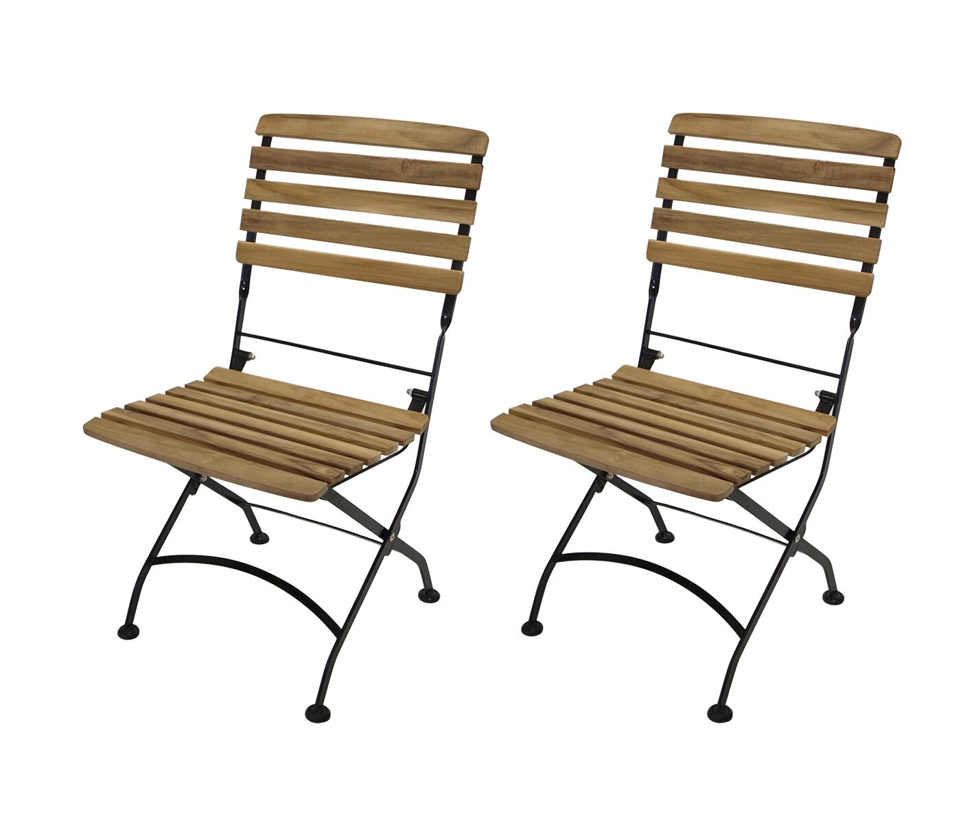 DEGAMO Klappstuhl JAKARTA, Flachstahl schwarz + Teakholz, 2-er Set