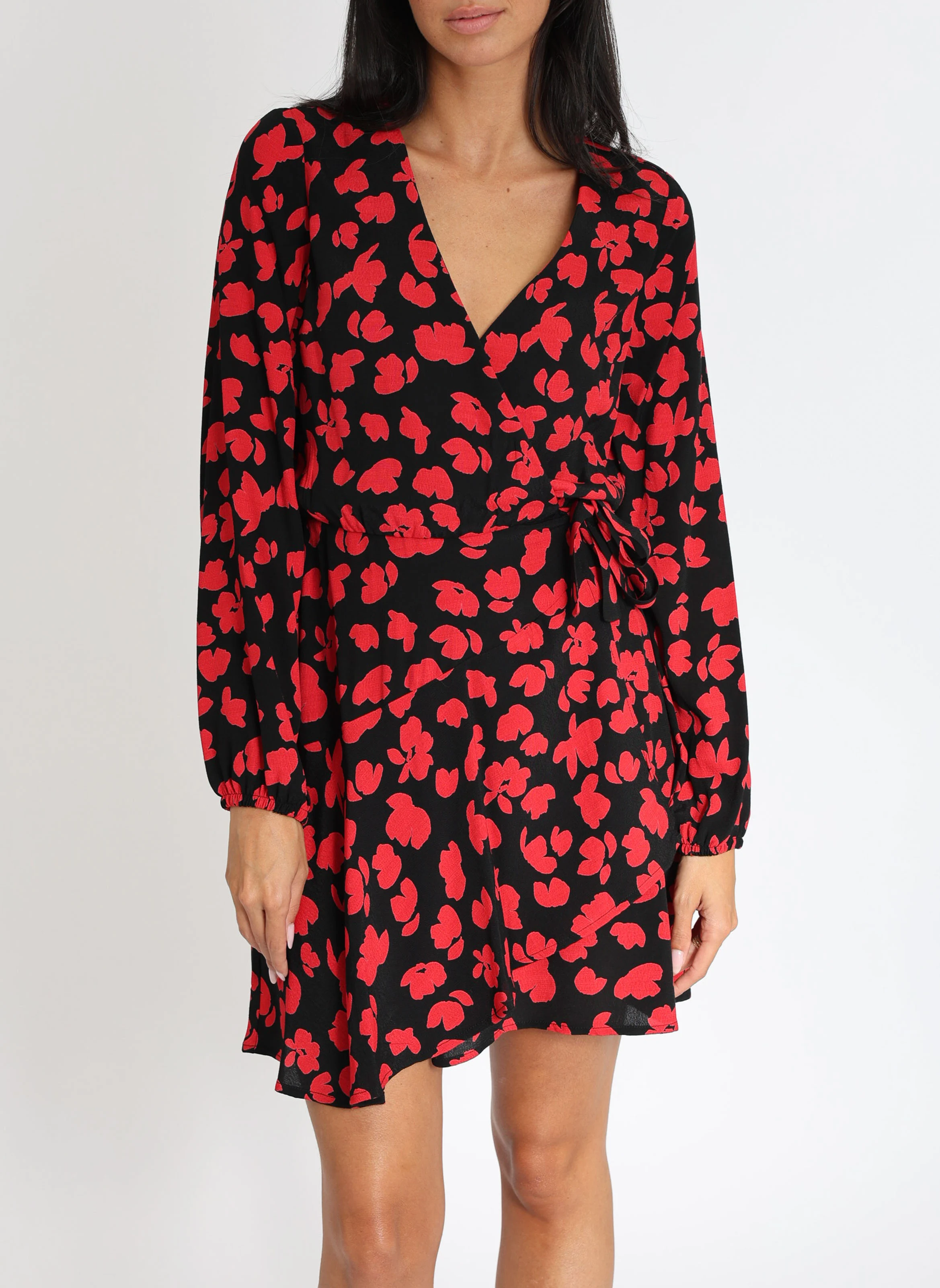 CARMEN - Robe portefeuille à motifs | Noir