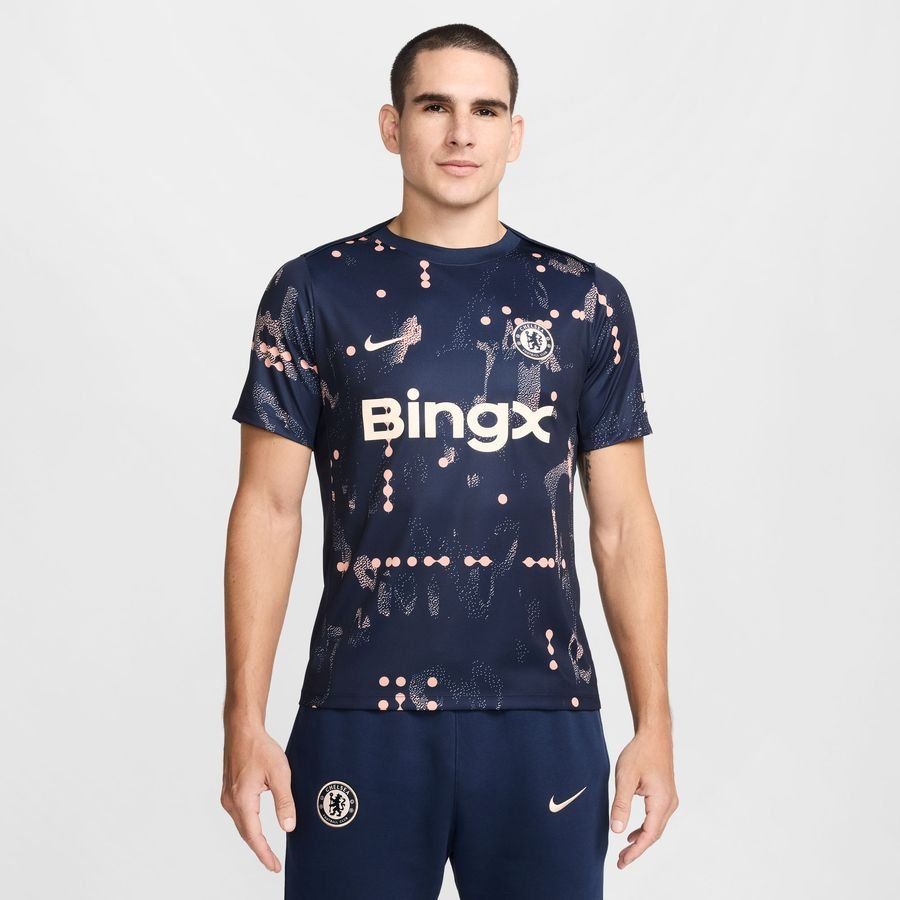 Chelsea T-shirt d'Entraînement Dri-FIT Academy Pro Avant-Match - Bleu Foncé/Orange