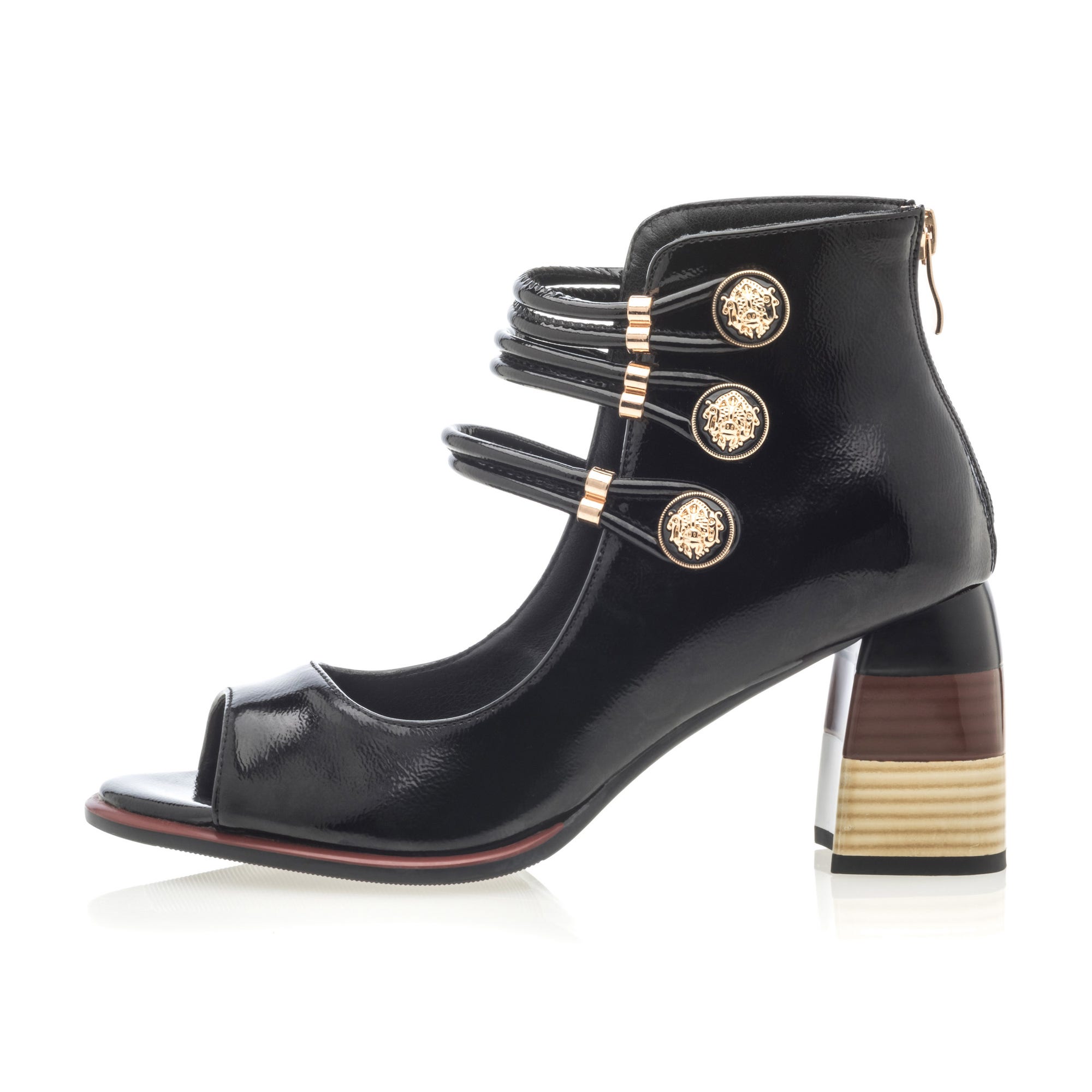 Nu-pieds à talon compensé Femme noir vernis