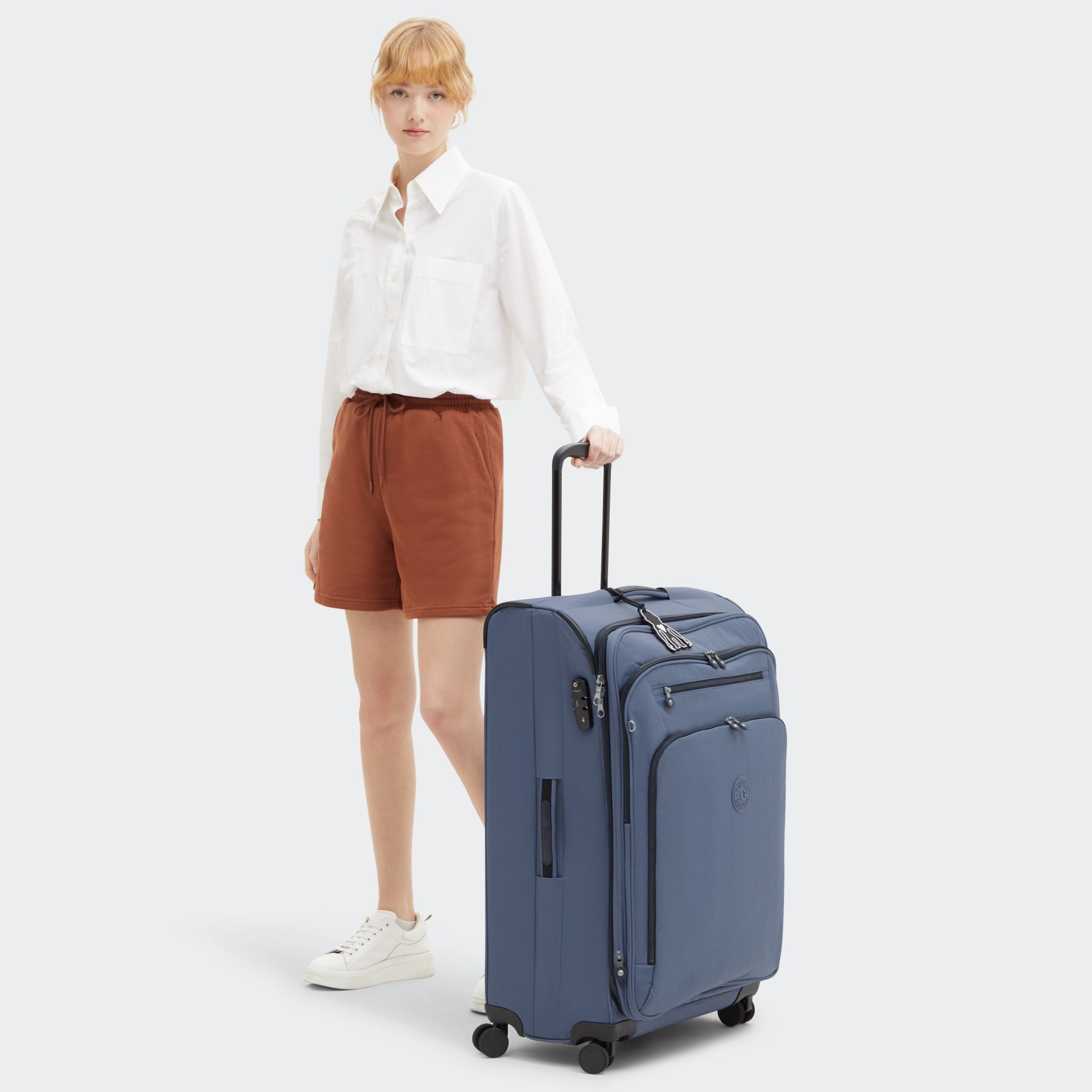NEW YOURI SPIN L Grande Valise Extensible à Roulettes avec Poignée Télescopique - Blue Lover