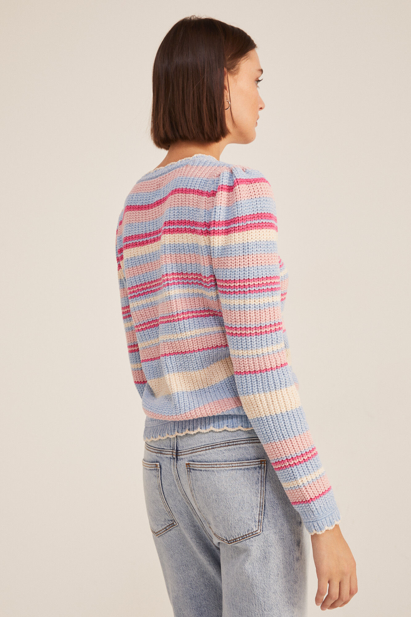 Camisa de chenille listrada - Azul médio