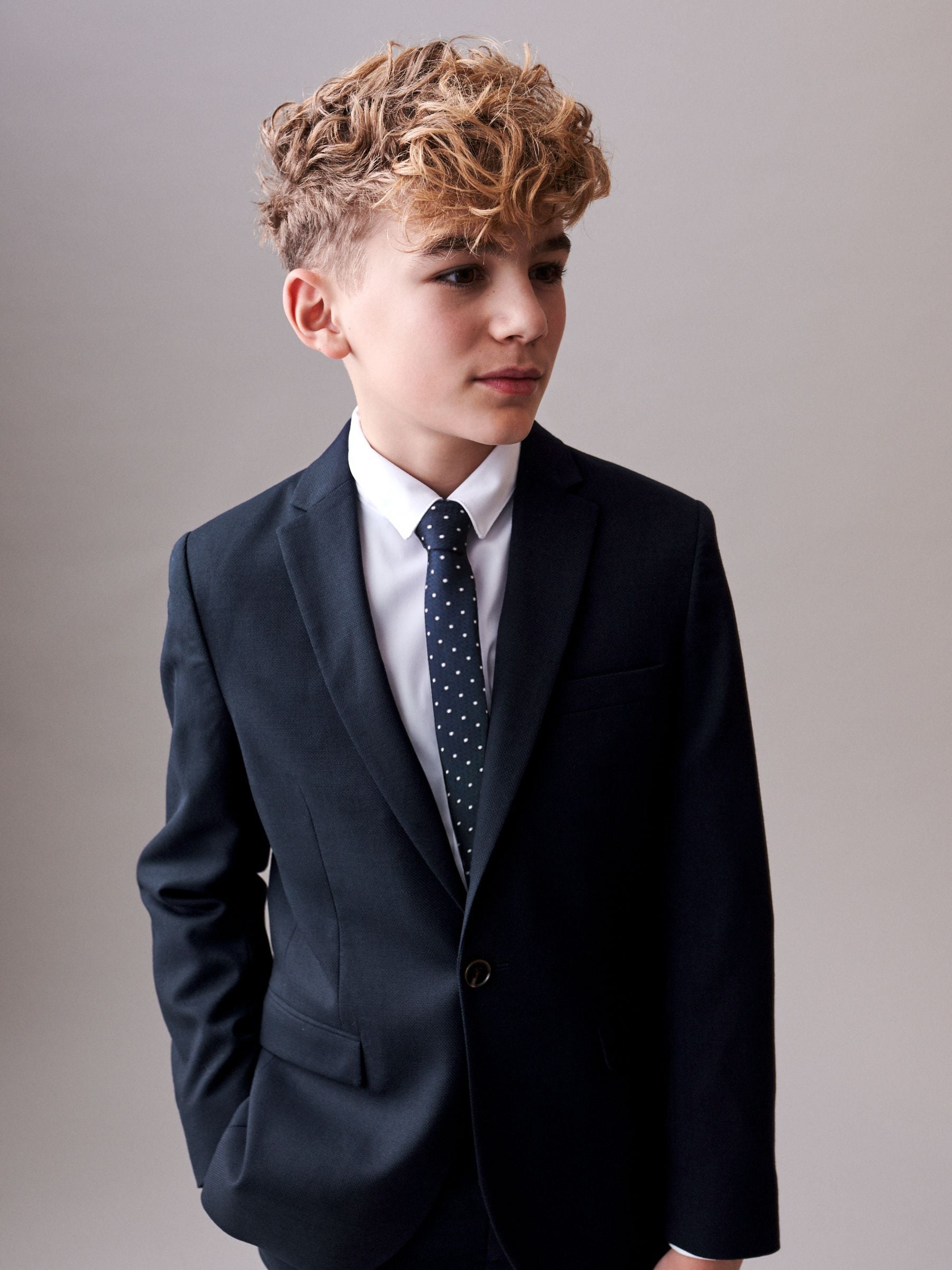 Marineblauw - Premium Tollegno Italiaans wollen pak: colbert (3-16jaar)