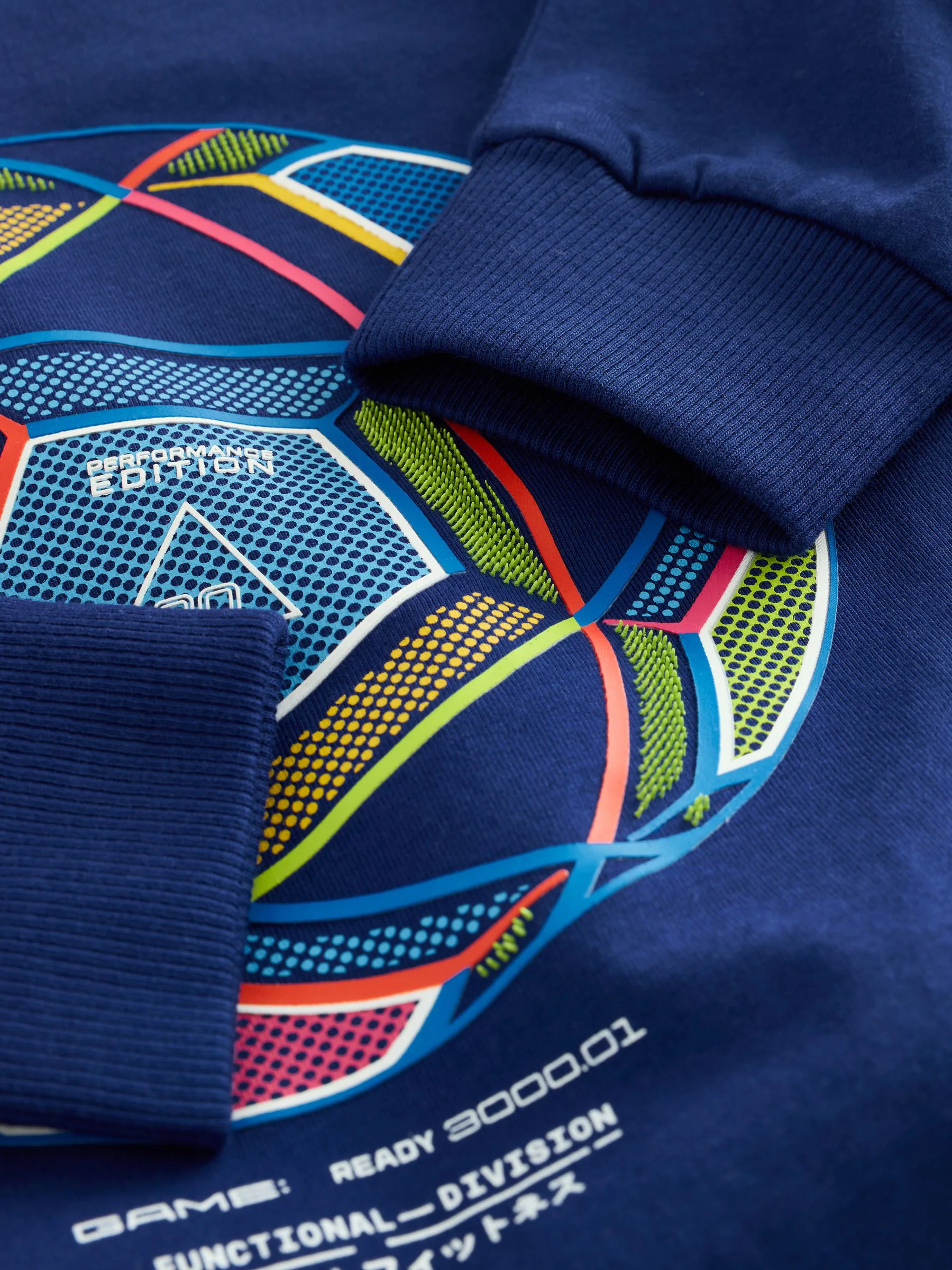 Blauw/Blauwgroen/Zwart Voetbal - 3 Relaxed Fit T-shirts met grafische print en lange mouwen (3-16jr)