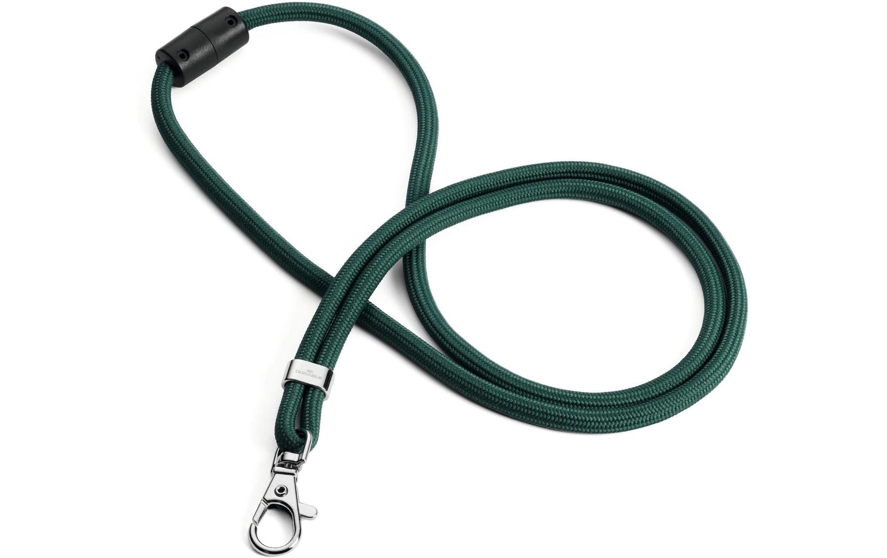 Textilband rPET mit Karabineer 10 Stück, GrünNachhaltiges Ausweishalterband aus Recyclingmaterial mit praktischem Karabiner