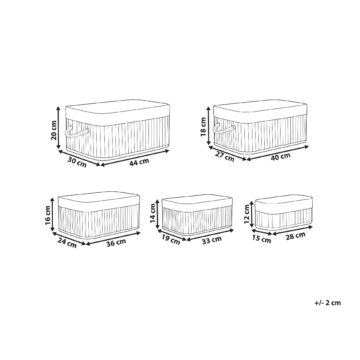 Beliani TALPE - Lot de 5 paniers en bambou