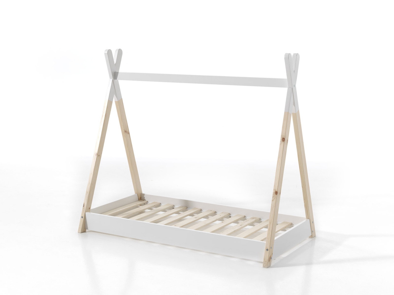 Kinderbett TIPI - weiß-natur - Kiefer massiv - 70x140 cm