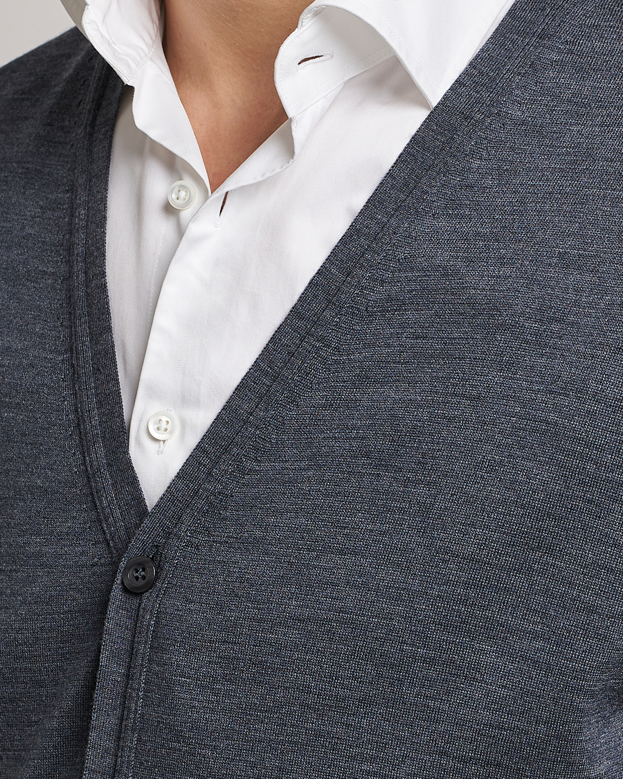John Smedley Petworth Extra Fine Merino Cardigan Charcoal