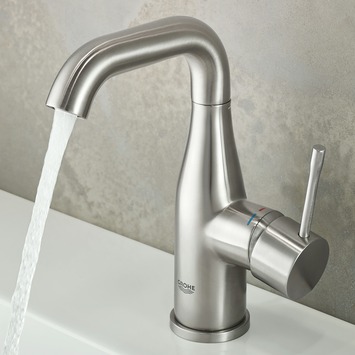 GROHE wastafelkraan Essence M-size met hendel en waste Supersteel