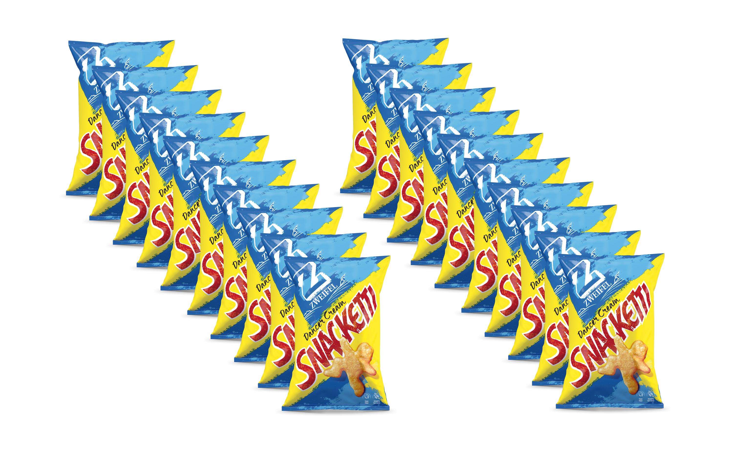 Snacketti Dancer Cream 20 x 27 gKnuspriger Snack mit Kartoffeln und Rahmgeschmack