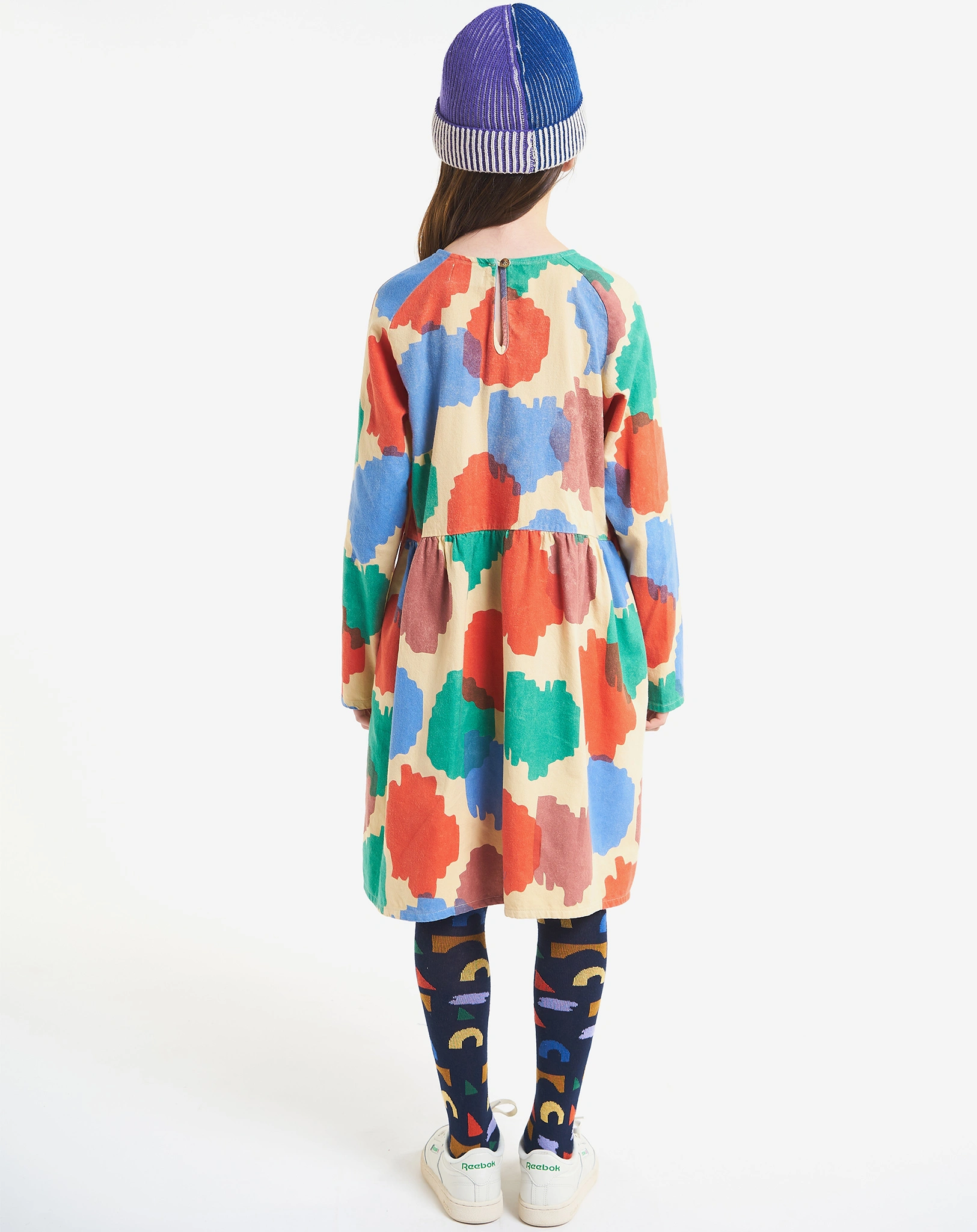Langarm-Kleid SPOTS AOP in yellow