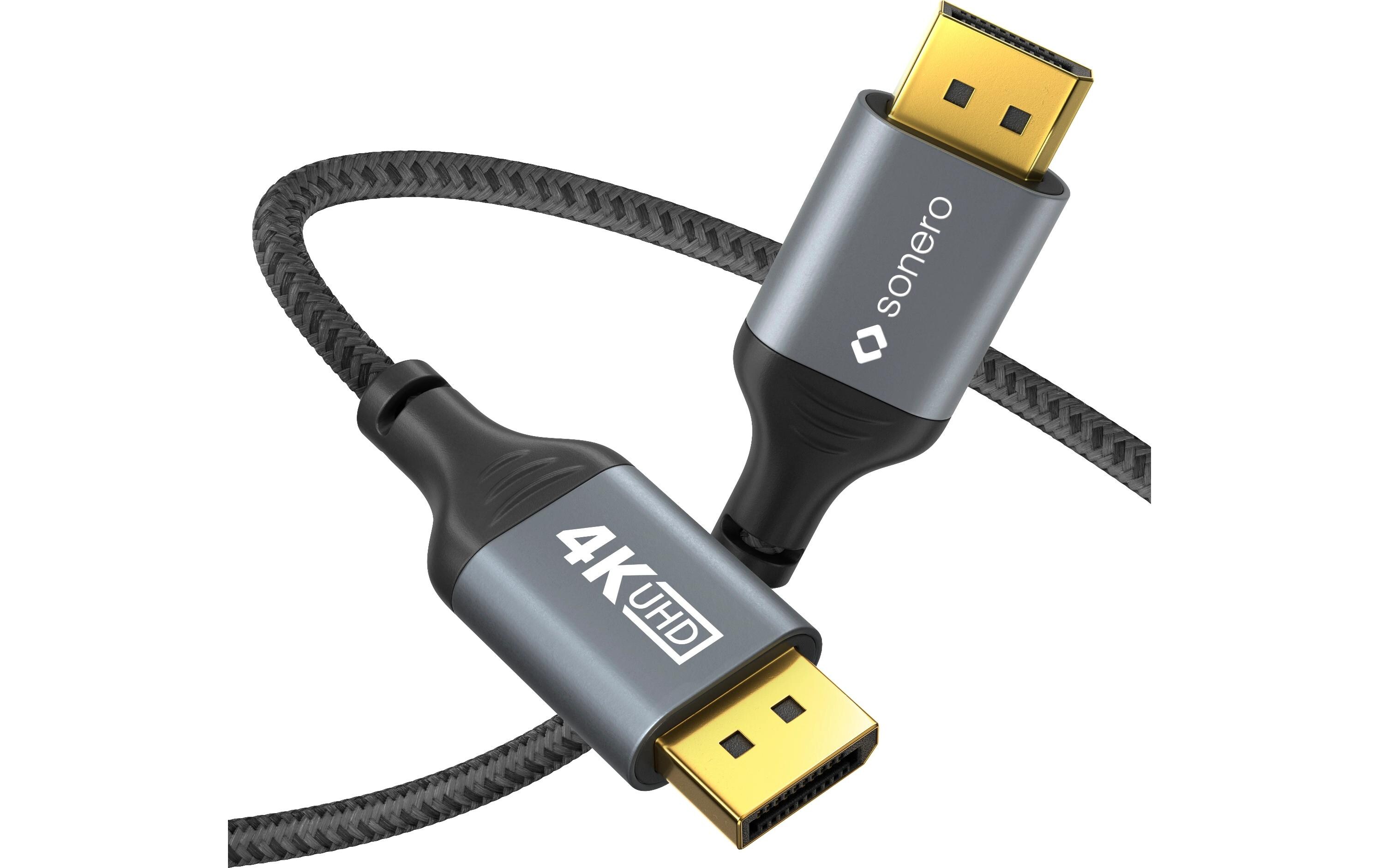 Kabel DisplayPort - DisplayPort, 3 mDisplayPort auf DisplayPort Kabel - 4K60 - grau/schwarz - 1.00m