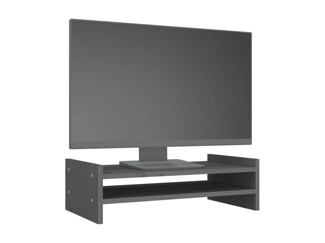 Support de moniteur Gris 50x27x15 cm Bois de pin solide