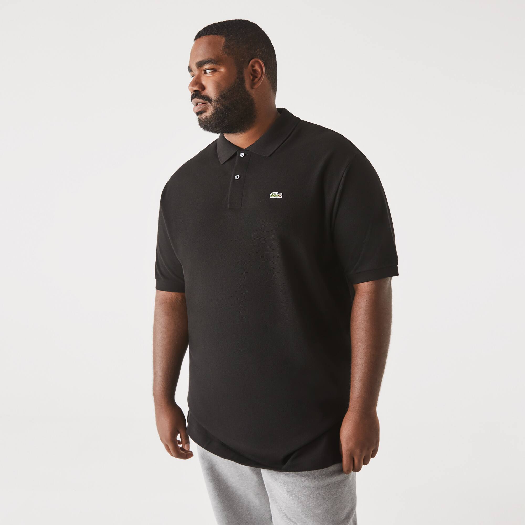 Polo homme Lacoste en petit piqué de coton uni - Grande taille - Big Manches Courtes - Noir - Lacoste - Homme