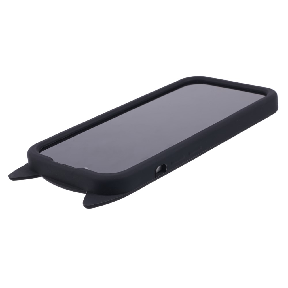 iPhone 14 3D Silikon Case Hülle mit Süssen Katzenohren - Schwarz