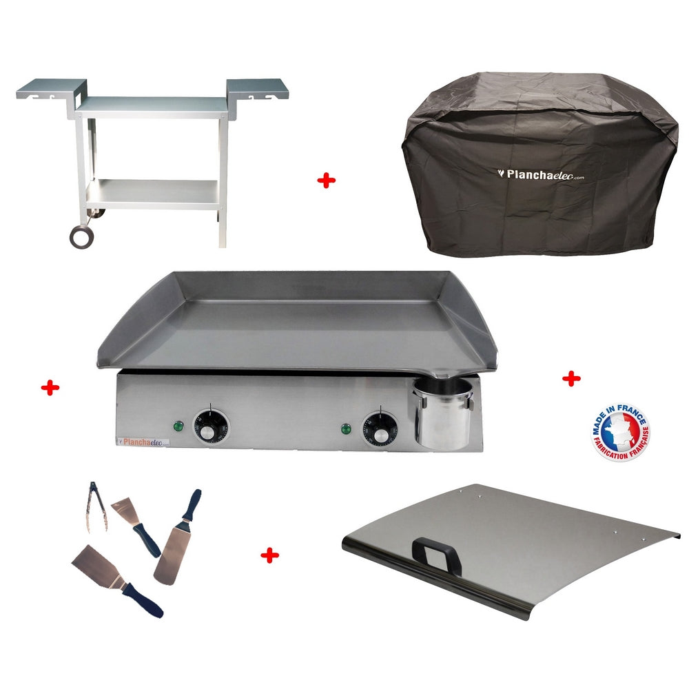 Pack plancha électrique PlanchaElec Lux 600 Inox - Chariot Odéon 600 P