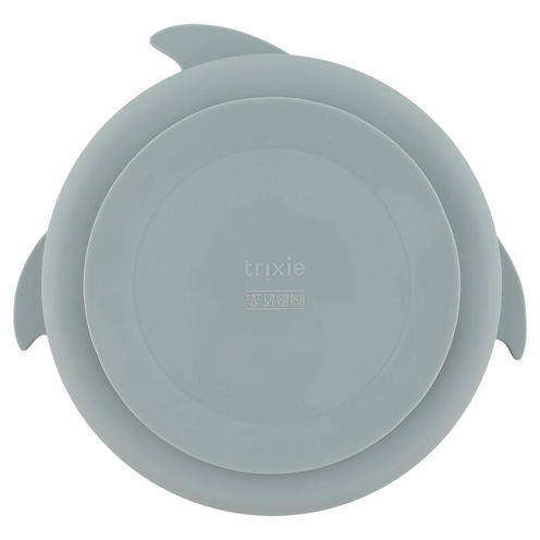 Assiette avec ventouse en silicone et compartiments Mr. Shark - Bleu - TRIXIE