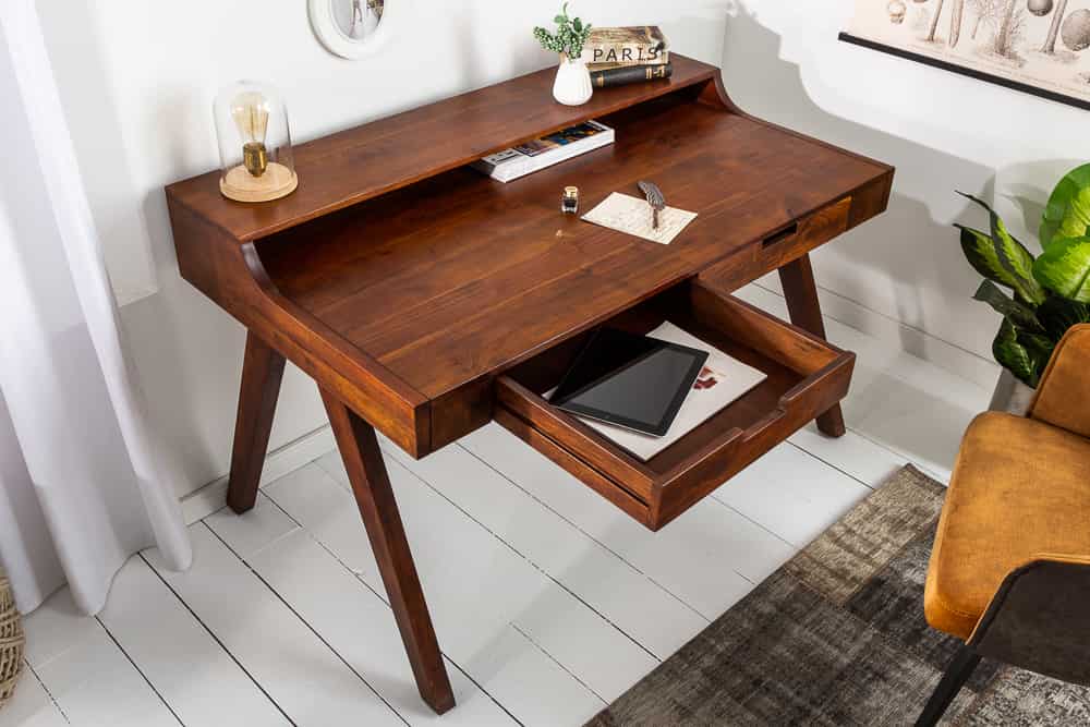 Massiver Sekretär MONSOON 100cm Akazie Schreibtisch Markant Finish