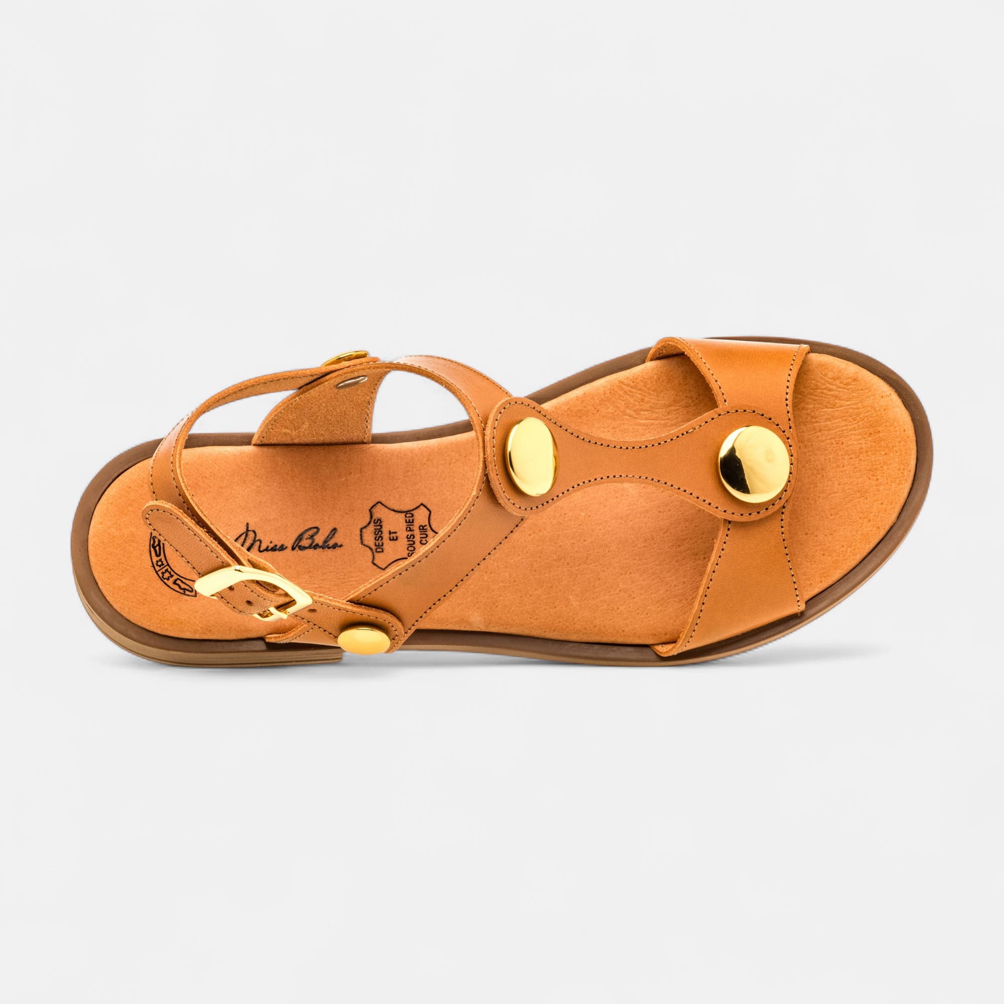 Nu-pieds Femme en cuir camel